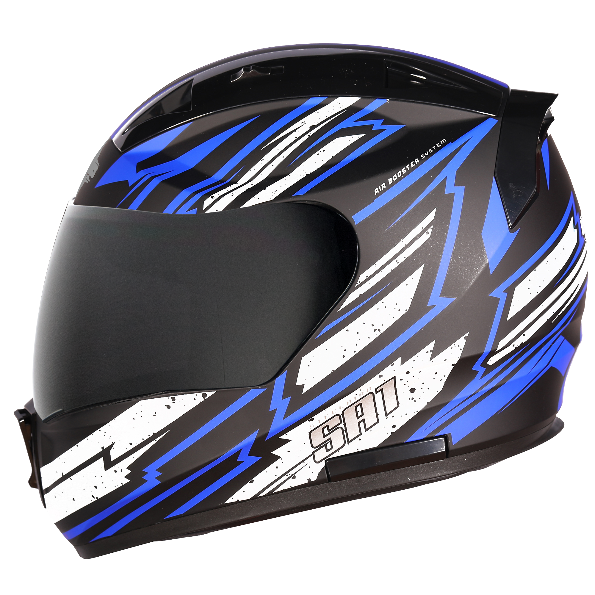 SA-1 BOOSTER MAT BLACK WITH BLUE - SMOKE VISOR (WITH EXTRA CLEAR VISOR)